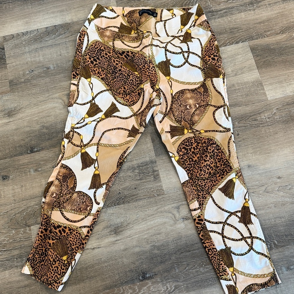 New York & Company Animal Print Chain Pants sz xl